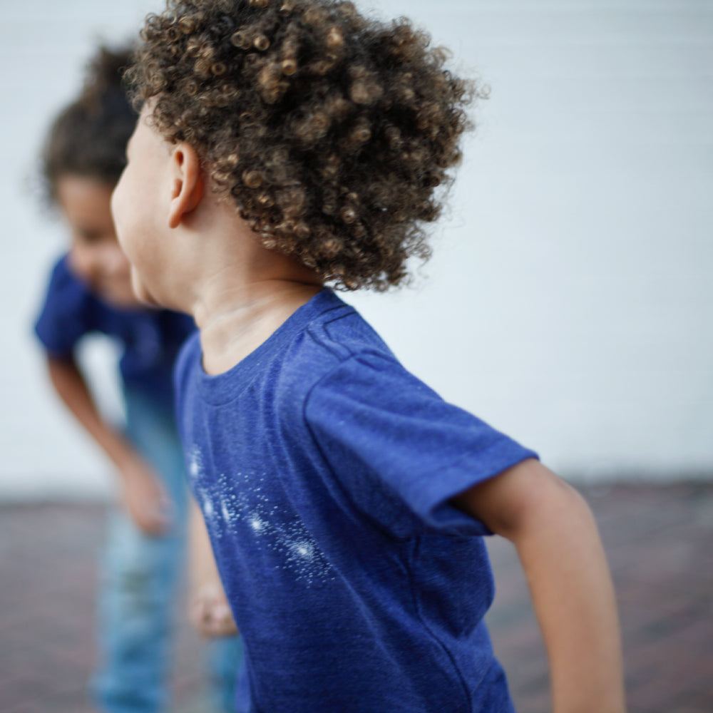 Big & Little Dipper Constellations Matching Sibling Shirts Indigo Blue