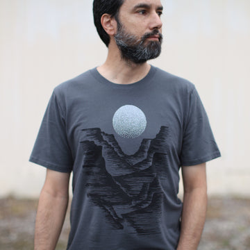 Canyonlands Men's Graphic Tee in Dark Gray - Hand-printed Southwestern Desert T-shirt Made in USA