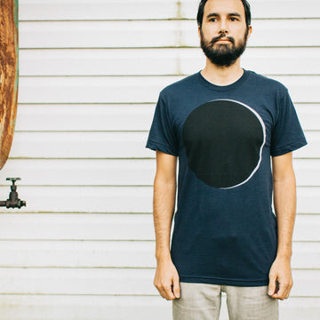 Solar Eclipse Full Moon Umbraphile Mens 50/50 Tee Navy Blue