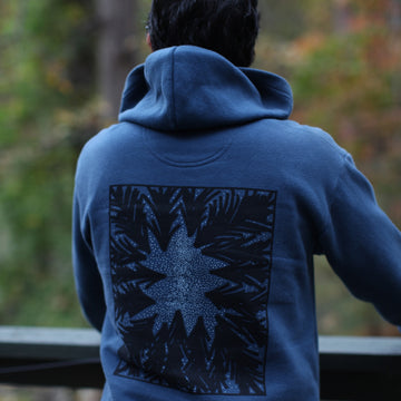 Milky Way Galaxy Unisex Fleece Pullover Hoodie Deep Sea Blue