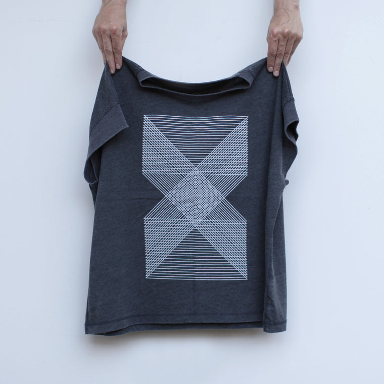 Palindromes Geometric Triangles Repeating Lines Womens Boxy Tee Black