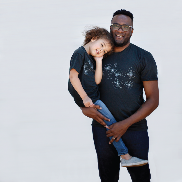 Matching Father Child Big & Little Dipper Constellations T-Shirt Set Black