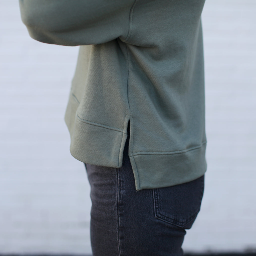 Hex Third Eye Moon and Stars Cropped Drop Shoulder Hoodie Army Green