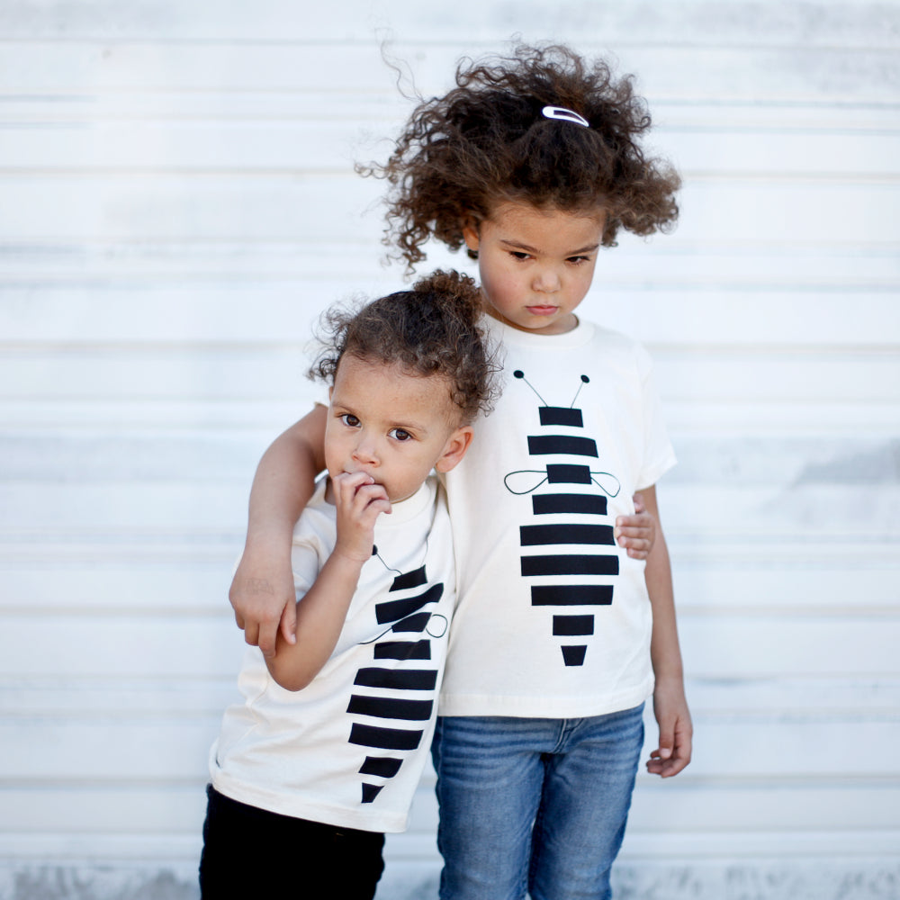 Honey Bee 100% Organic Cotton Kids Tee or One-Piece on Natural