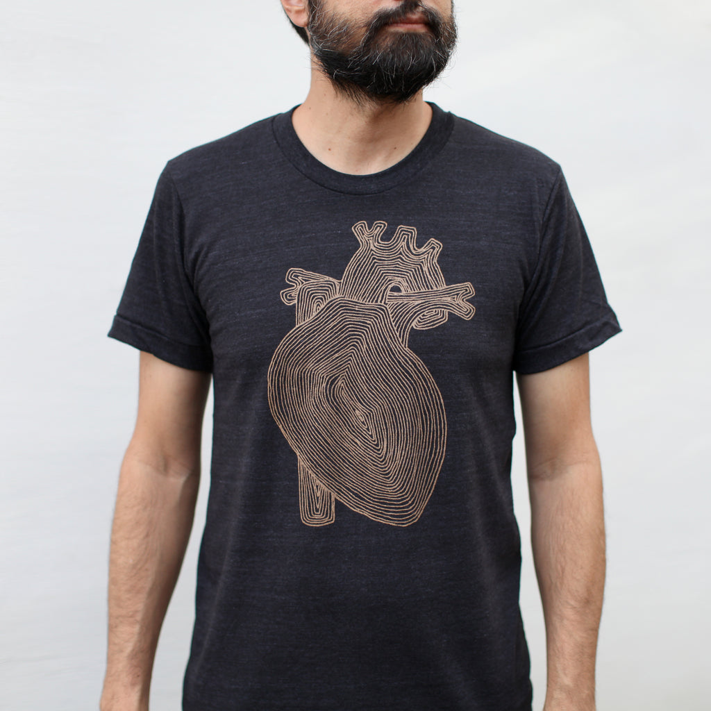 Anatomical Heart of Gold Men's Romantic Nature Lover T-Shirt Black