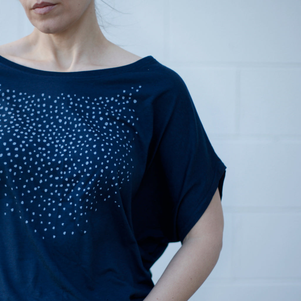 Meteor Shower Loose Fitting Organic Cotton / Viscose Bamboo Navy Blue