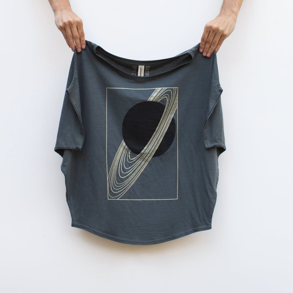 Rings of Saturn Astronomy Print Organic Cotton Bamboo Poncho Pewter